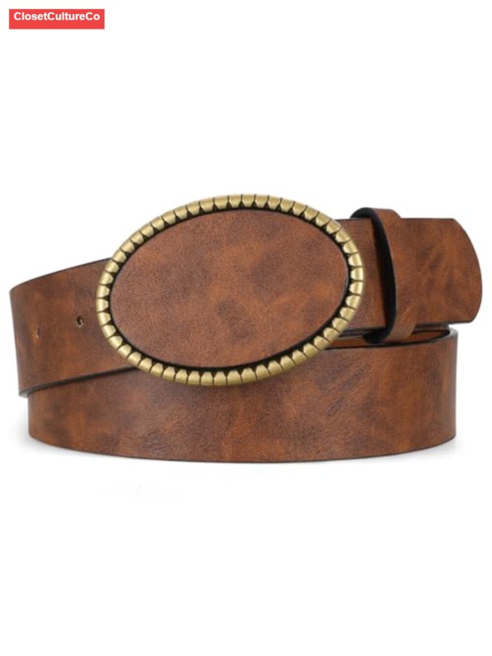Western PU Leather Belt Engraved Buckle Cowgirl Cowboy Jeans Pants